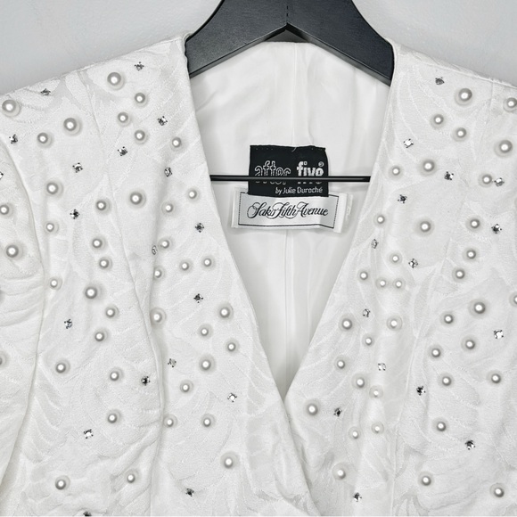 Saks Fifth Avenue After Five by Julie Duroche Vintage White Sparkle Suit Size 4 - Picture 7 of 16